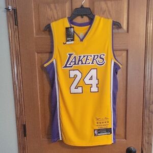 Nike Bryant Black Mamba Lakers Gold and Purple Jersey